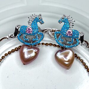 🐴 Handmade Freshwater Pearl & Gemstone 💎 All About Animals Collection Earrings